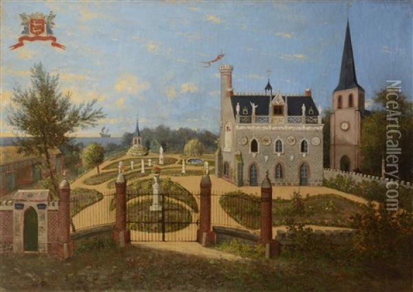 Maison Natale Et Patrimoniale Du Docteur Ovin-la-croix Oil Painting - Frederic Legrip
