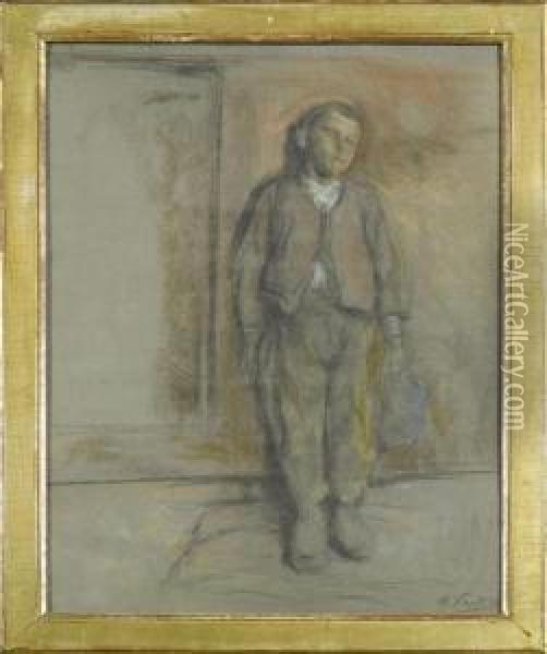 A Peasant Boy. Oil Painting - Otto Vautier