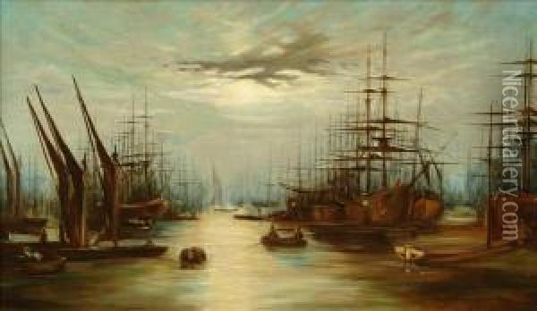 Harbour Scene Oil Painting - Francis Maltino