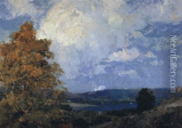 Lake In Autumn Landscape Oil Painting - Oliver Dennett Grover