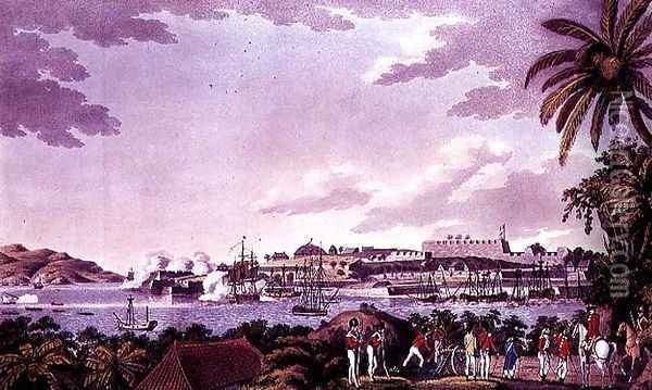 North East View of Fort Louis, Martinique, engraved by Samuel Alken (1750-1815) 1796 Oil Painting - Cooper Willyams