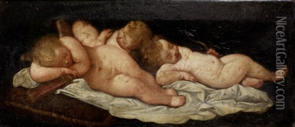 Sleeping Putti Oil Painting - Francesco Albani