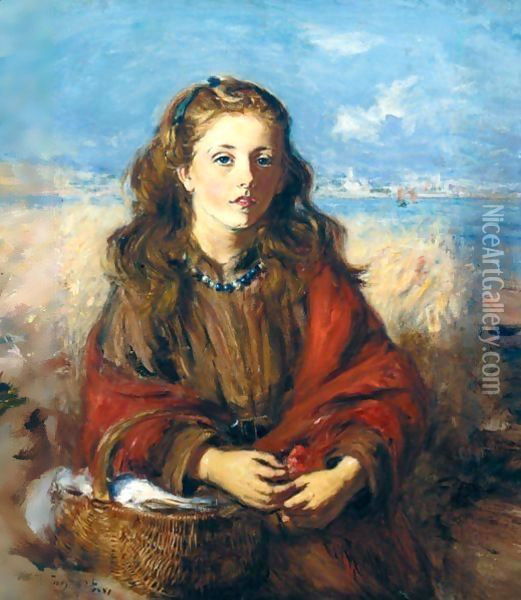 A Portrait Of Maggie Macmillan Oil Painting - William McTaggart