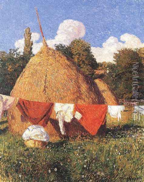 Drying Clothes 1903 Oil Painting - Bela Ivanyi Grunwald