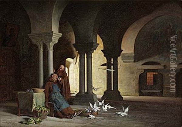 Klosterinterior Oil Painting - Thure Nikolaus Cederstrom