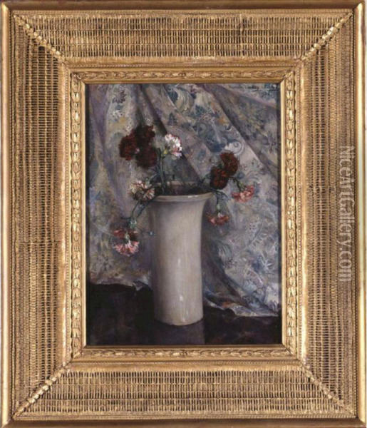 Carnations Oil Painting - Maria Oakey Dewing