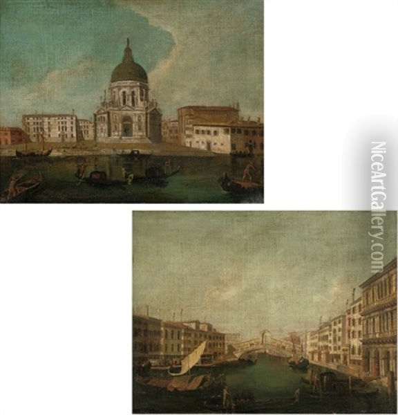 The Grand Canal, Venice (+ The Grand Canal, Venice, Looking Towards The Rialto Bridge; Pair) Oil Painting - Michele Marieschi