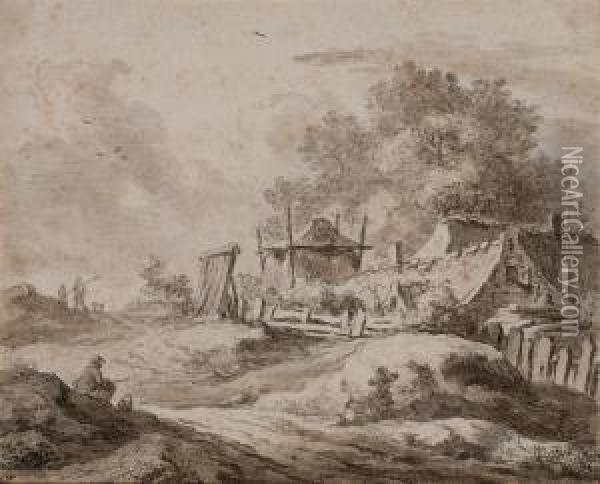 Chaumieres Dans Un Paysage Oil Painting - Pieter De Molijn