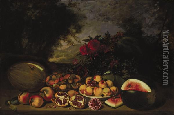 Bountiful Fruit Oil Painting - Gumersindo Diaz