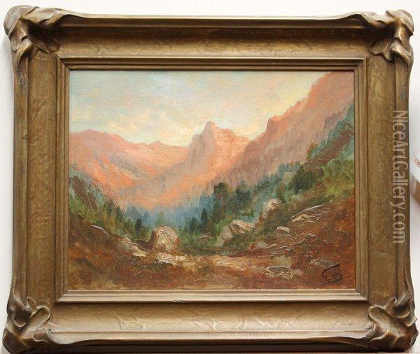 Mountain Landscape At Sunset Oil Painting - Tilden Dakin