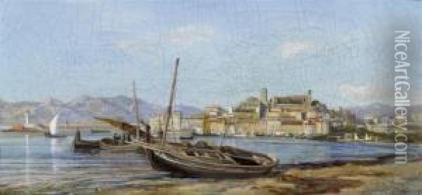 Mediterranean Harbour Town Oil Painting - Henri-Arthur Bonnefoy