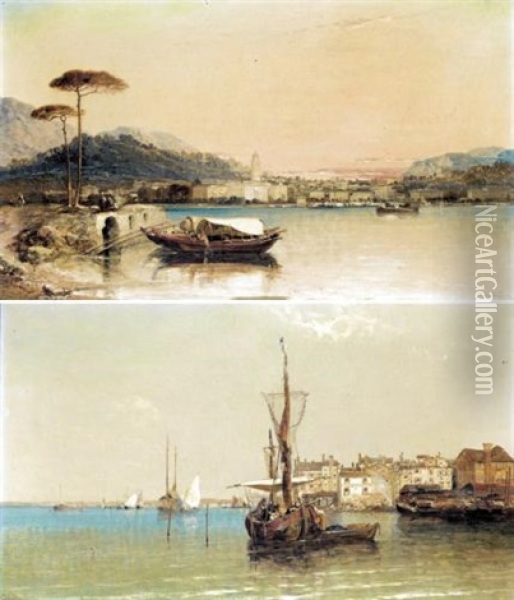 Bellagio, Lake Como (+ Chioggia, Venice; Pair) Oil Painting - Arthur Joseph Meadows