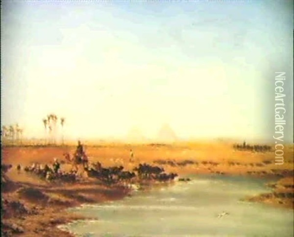Les Pyramides De Gizeh Oil Painting - Narcisse Berchere