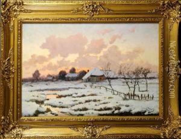 Paysage Enneige Oil Painting - Joseph Van Genegen