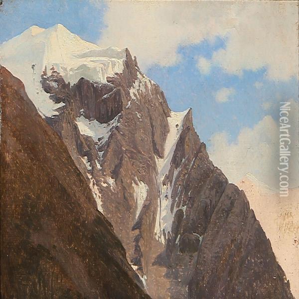 Mountain Peaks From Trafoi In Tyrol Oil Painting - Frederik Niels M. Rohde