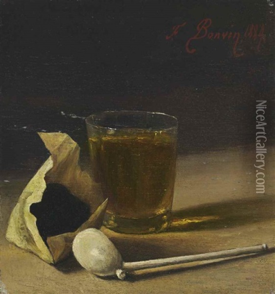 Still Life With A Pipe Oil Painting - Francois Bonvin