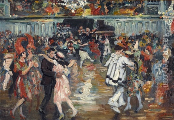 Le Bal Du Moulin Rouge Oil Painting - Marcel Francois Leprin