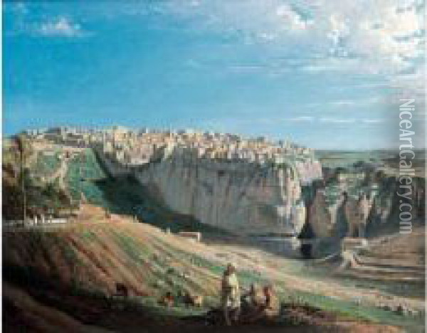 < Panorama De Constantine >. Oil Painting - Emmanuel Joseph Lauret