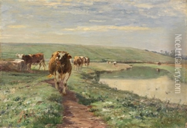 Vacas En El Campo Oil Painting - Leon Barillot
