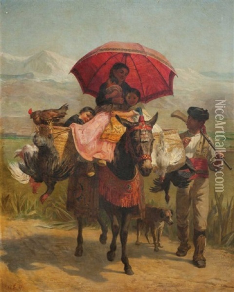 Going To Market Oil Painting - Edwin Long