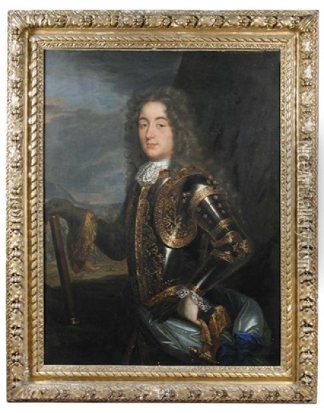 Portrait Of A Marechal Of France In Armour Oil Painting - Hyacinthe Rigaud