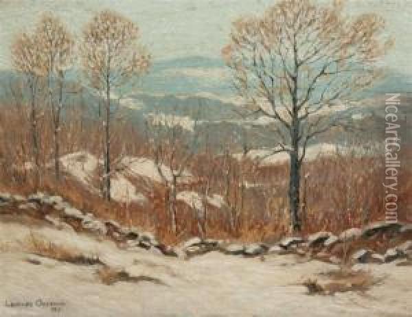 A Snowy Hillside Oil Painting - Leonard Ochtman