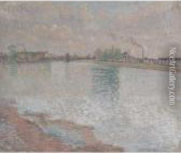 The Thames, Hammersmith Oil Painting - Lucien Pissarro
