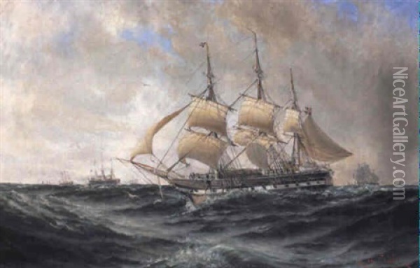 Fregatt I Hogsjo Oil Painting - Herman Gustav af Sillen