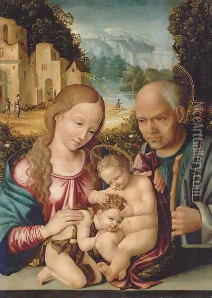 The Holy Family with the Infant Saint John the Baptist Oil Painting - Italo-Spanish School