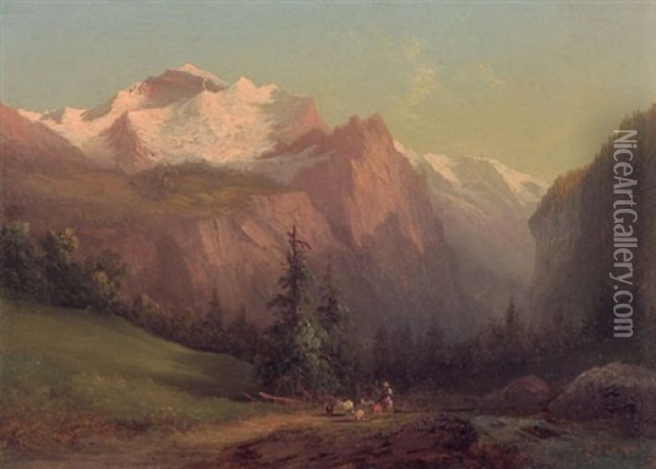 Das Lauterbrunnental Mit Blick Auf Die Jungfrau Oil Painting - Eduard Boehm
