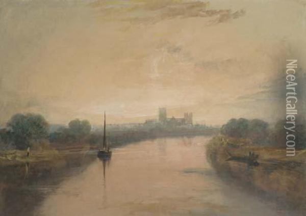 On The River Ouse, With A View Of York Minster In Thedistance Oil Painting - Joseph Mallord William Turner