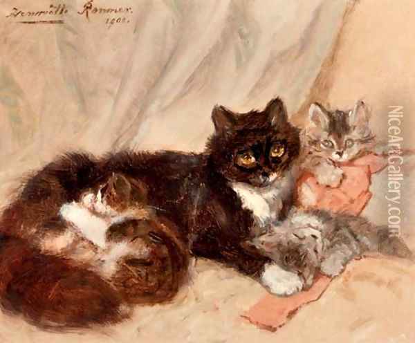 Mother cat and her kittens Oil Painting - Henriette Ronner-Knip