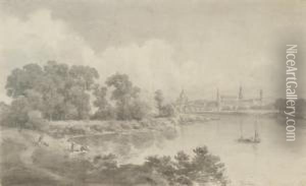 Dresden From Across The Elbe Oil Painting - Henry Swinburne