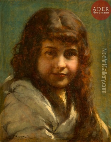Portrait De Jeune Fille Oil Painting - Gustav Friedrich Papperitz