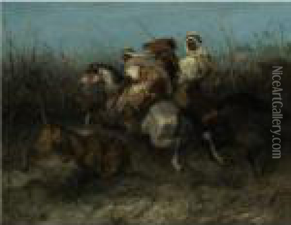 The Lion Hunt Oil Painting - Adolf Schreyer