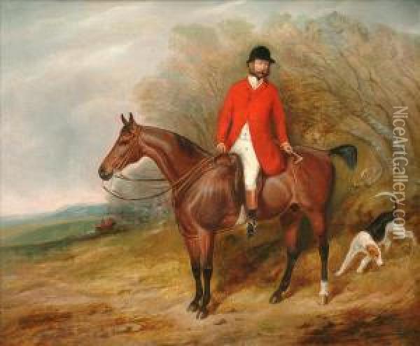 A Hunterwith A Hound In A Wooded Landscape Oil Painting - Charles Bilger Spalding
