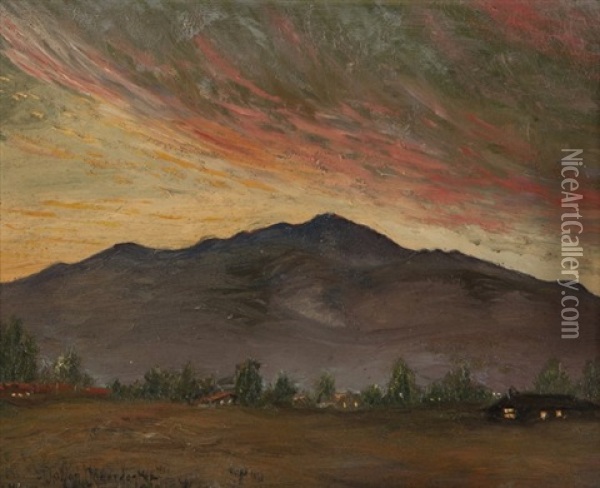 Cabins At Sunset Oil Painting - Julian Onderdonk
