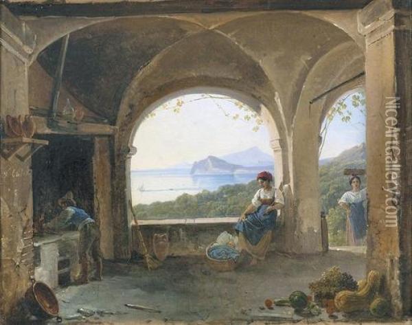 Loggia Oberhalb Des Golf Von Pozzuoli. Oil Painting - Franz Ludwig Catel