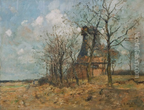 Windmill Near Wedel Oil Painting - Rudolf Hoeckner