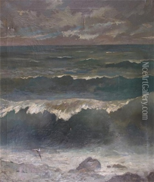 Waves Breaking On The Shore Oil Painting - Sir William Orpen