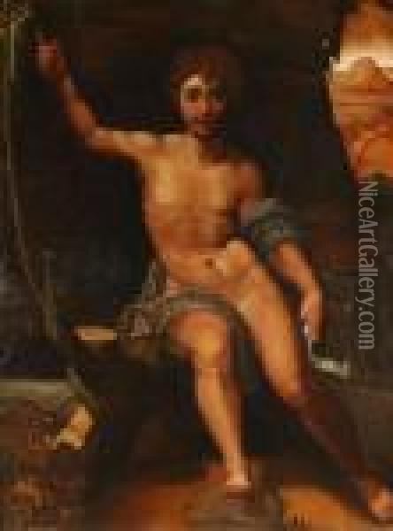 Johannes Der Taufer In Der Wuste. Oil Painting - Raphael (Raffaello Sanzio of Urbino)