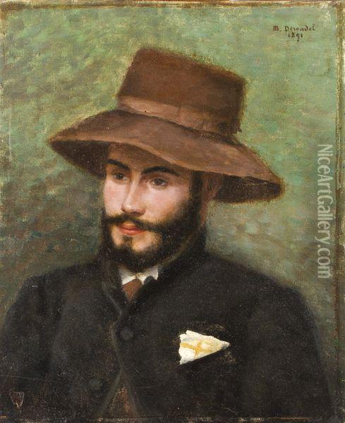 Jeune Homme Au Chapeau Oil Painting - M. Derondel