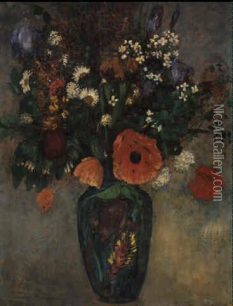 Bouquet De Fleurs Dans Un Vase Oil Painting - Odilon Redon
