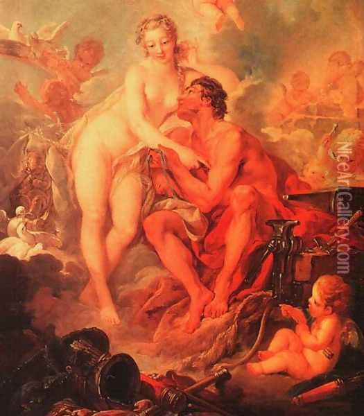 The Visit of Venus to Vulcan (detail) Oil Painting - Francois Boucher