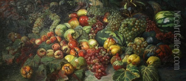 Still Life With Fruit Oil Painting - Georgy Gabashvili
