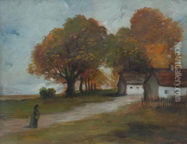 Figure In Landscape Oil Painting - Marko Erno