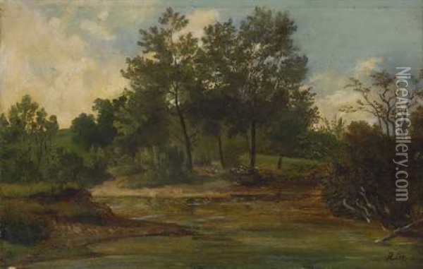 Waldweiher (study) Oil Painting - Adolf Heinrich Lier