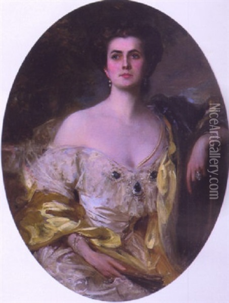 Portrait Of An Elegant Woman Oil Painting - Robert Sauber