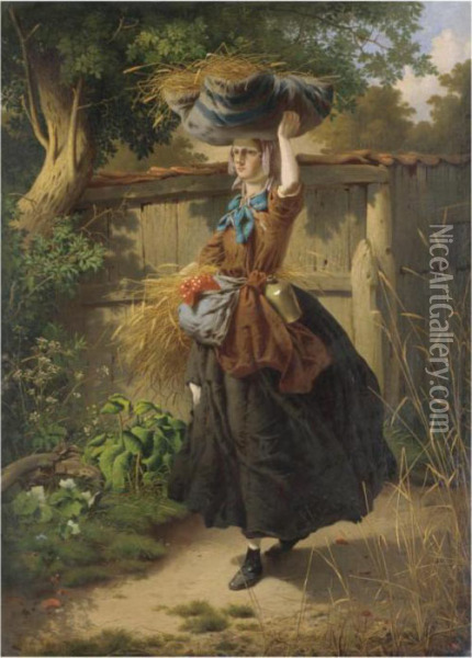 Returning From The Fields Oil Painting - William Edward Millner