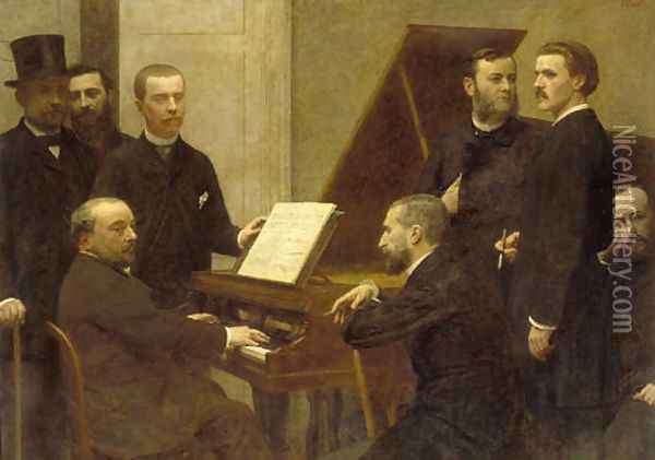 Around the piano Oil Painting - Ignace Henri Jean Fantin-Latour